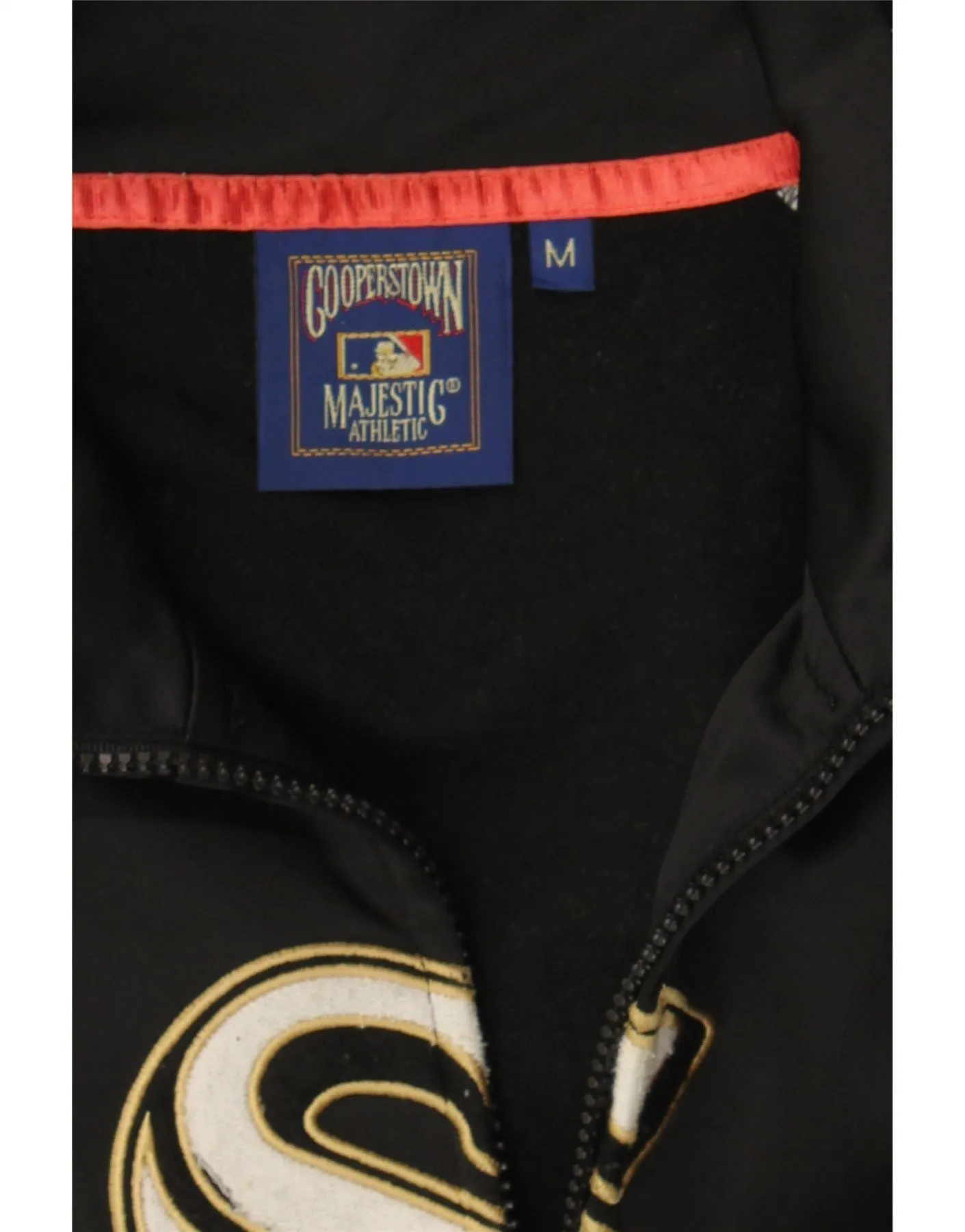 MAJESTIC Mens Graphic Tracksuit Top Jacket Medium Black Colourblock