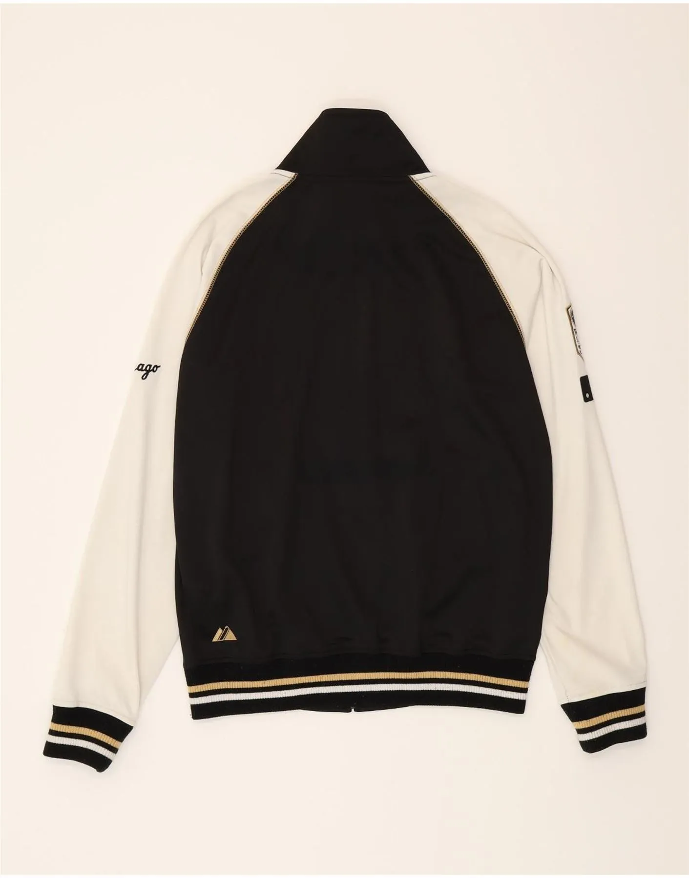 MAJESTIC Mens Graphic Tracksuit Top Jacket Medium Black Colourblock