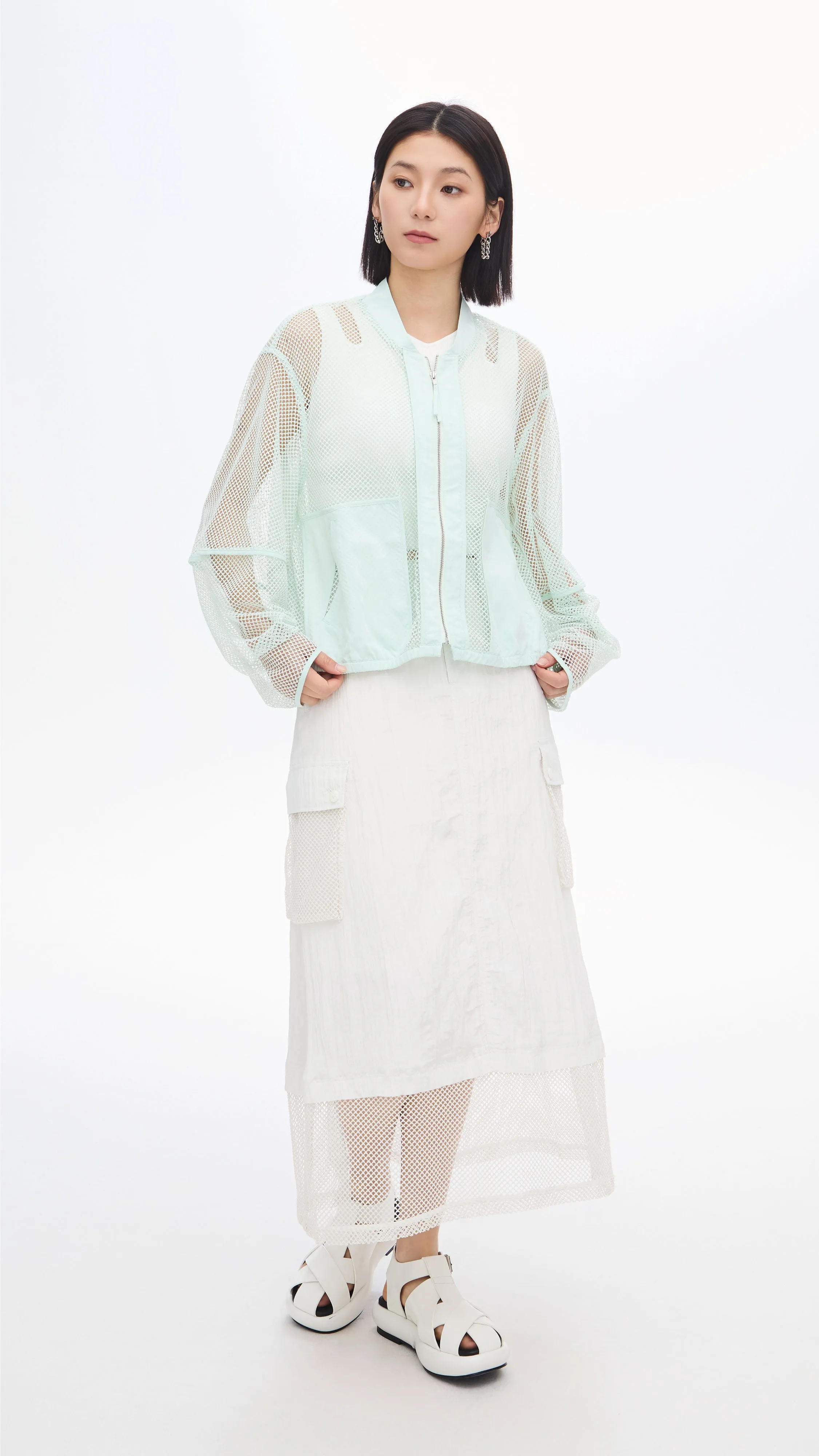 Nylon Patch Front-zip Jacket