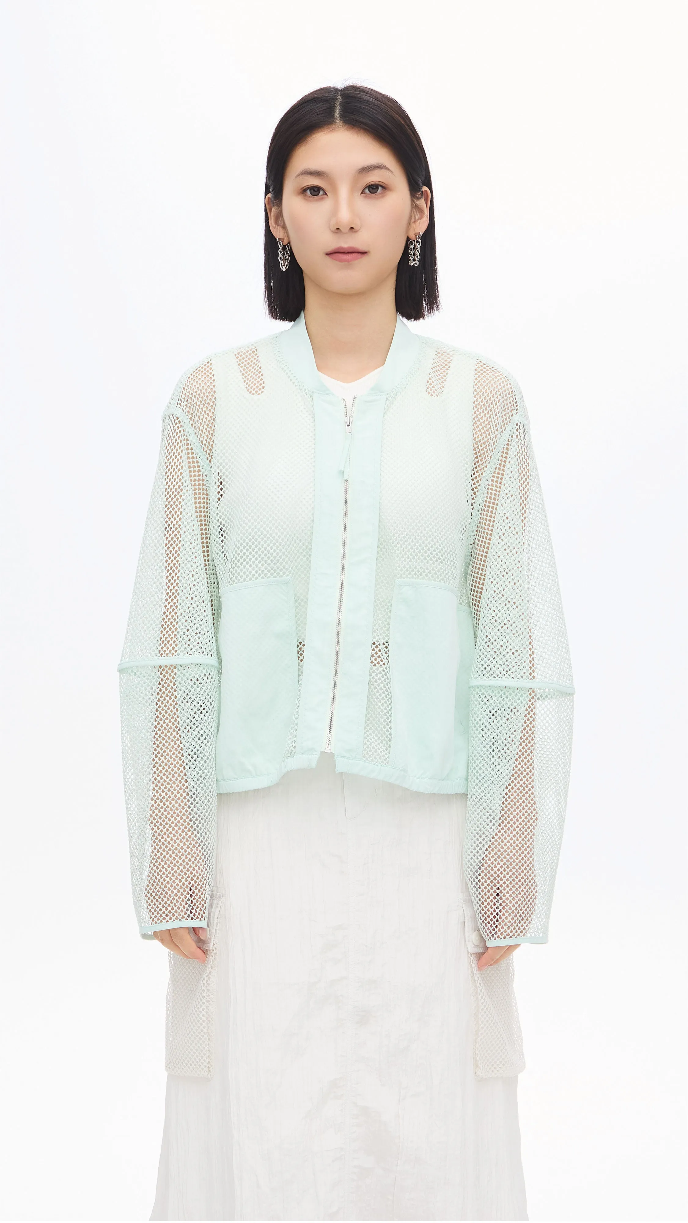 Nylon Patch Front-zip Jacket