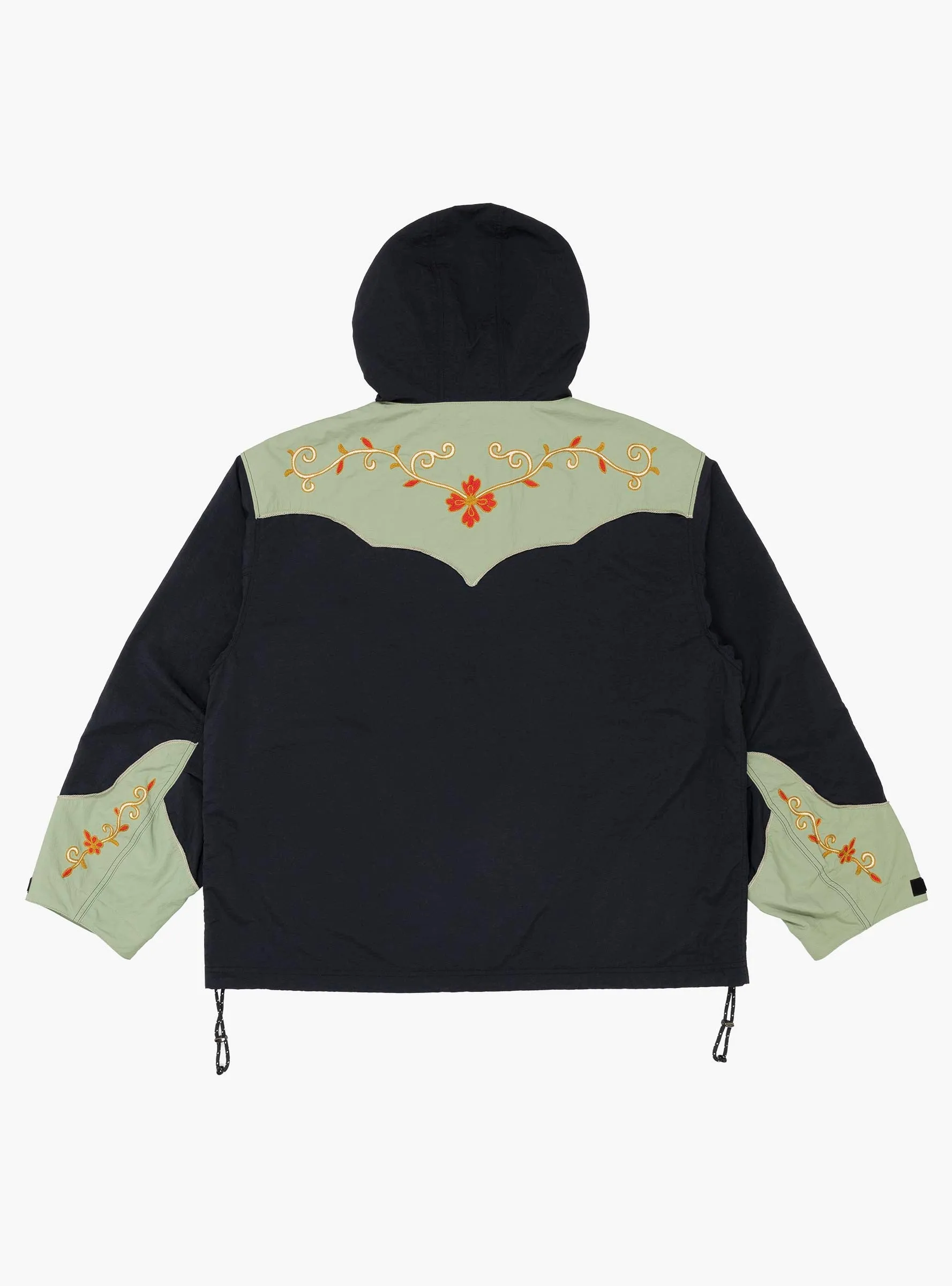 Nylon Taffeta 2TONES Tennessee Cactus Flower Parka Black and Mint