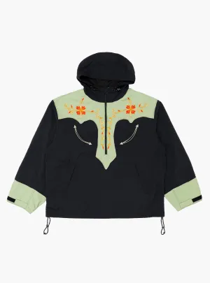 Nylon Taffeta 2TONES Tennessee Cactus Flower Parka Black and Mint