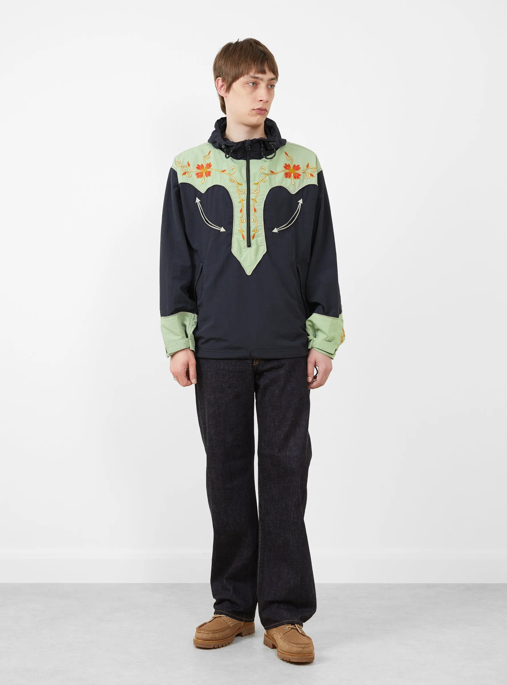 Nylon Taffeta 2TONES Tennessee Cactus Flower Parka Black and Mint