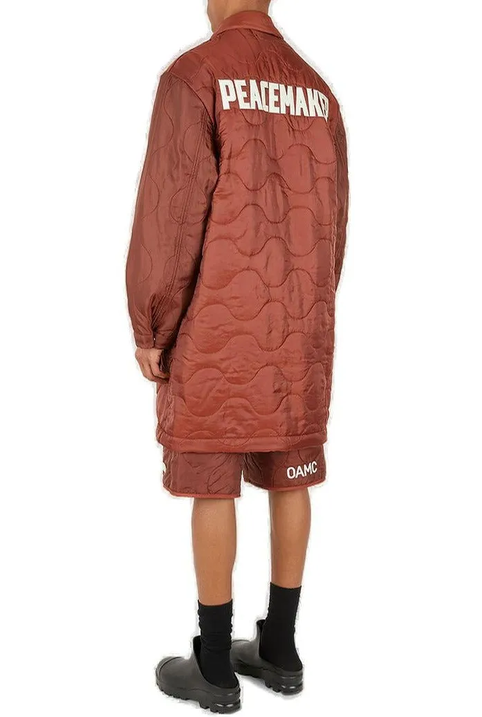 OAMC Logo Embroidered Buttoned Quilted Coat