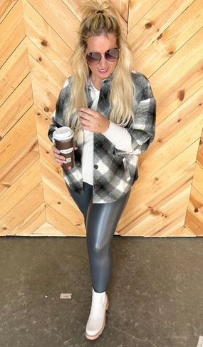 Olive Plaid Shacket - Final Sale - Pop Up Shop
