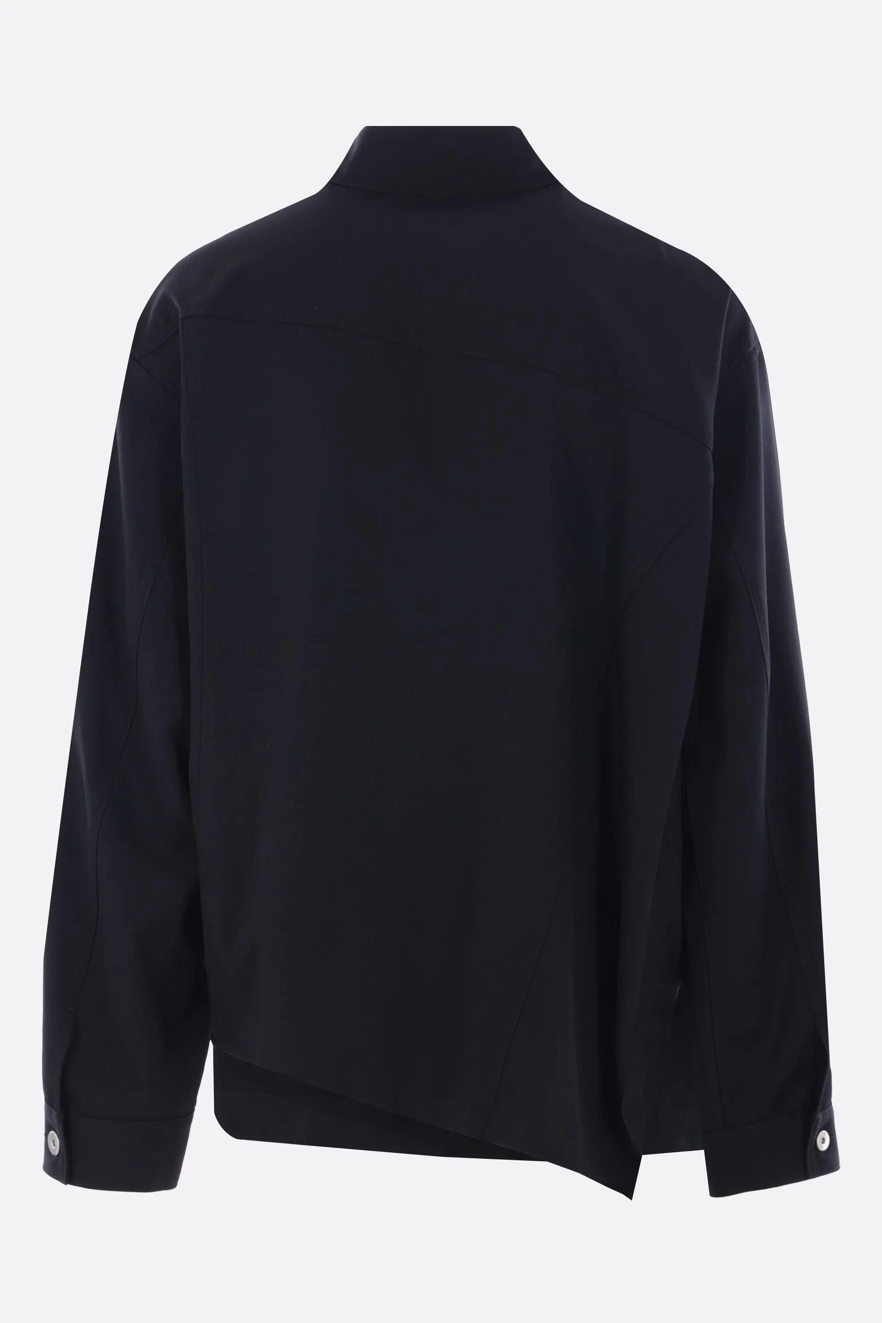 oversized asymmetrical jacket in gabardine