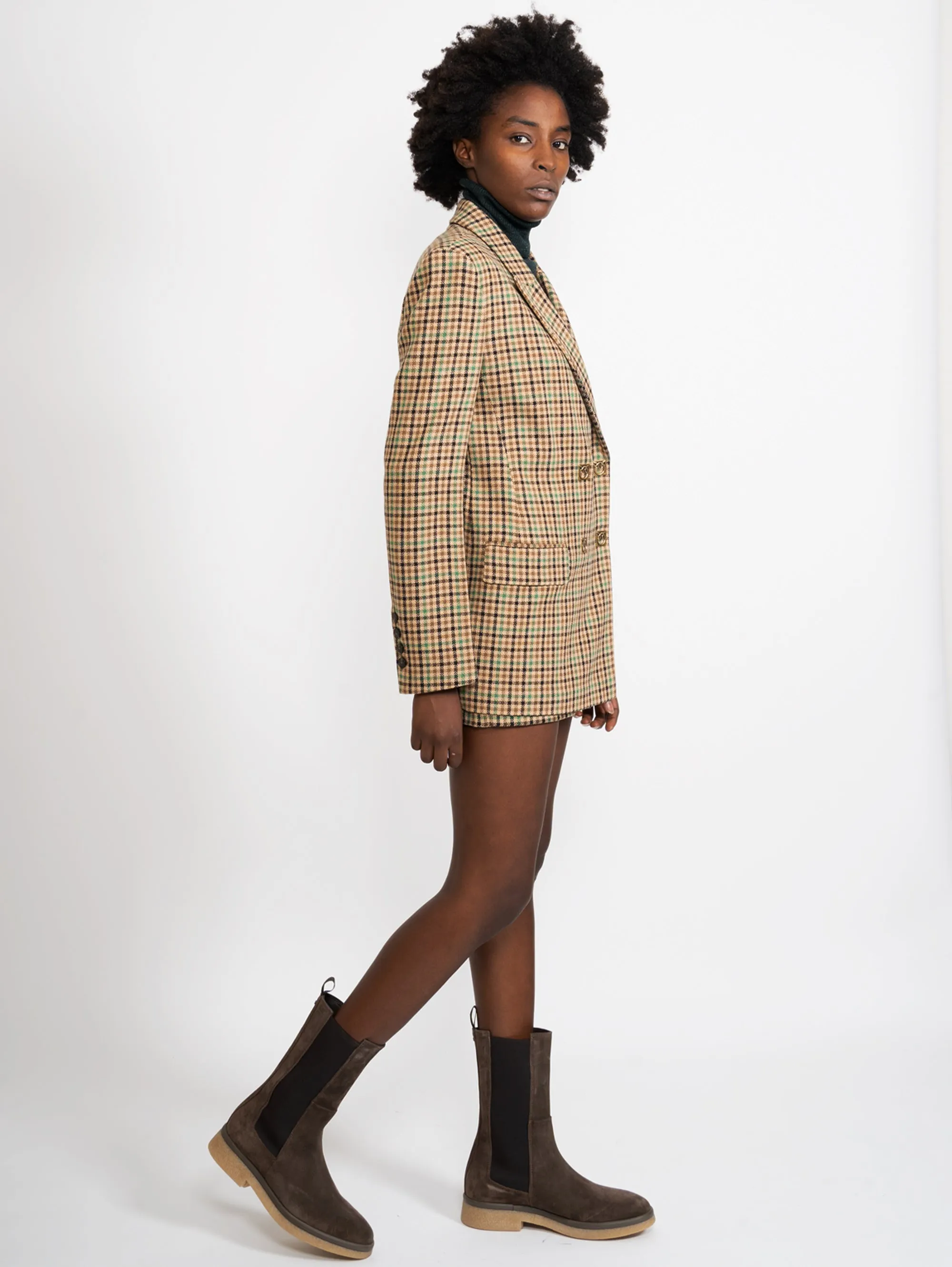 Pied de Poule Blazer Camel / Green