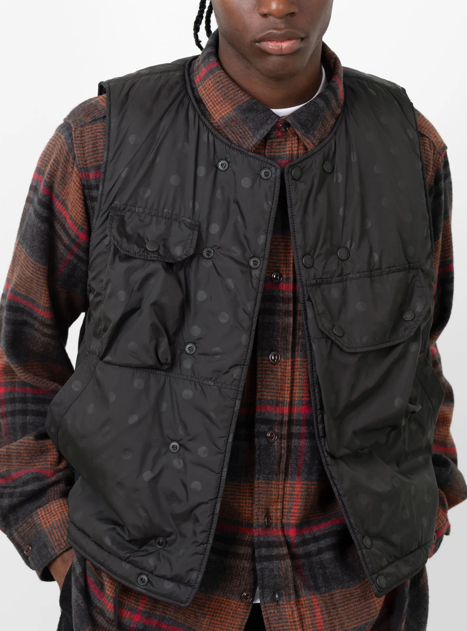 Polka Dot Printed Cover Vest Black