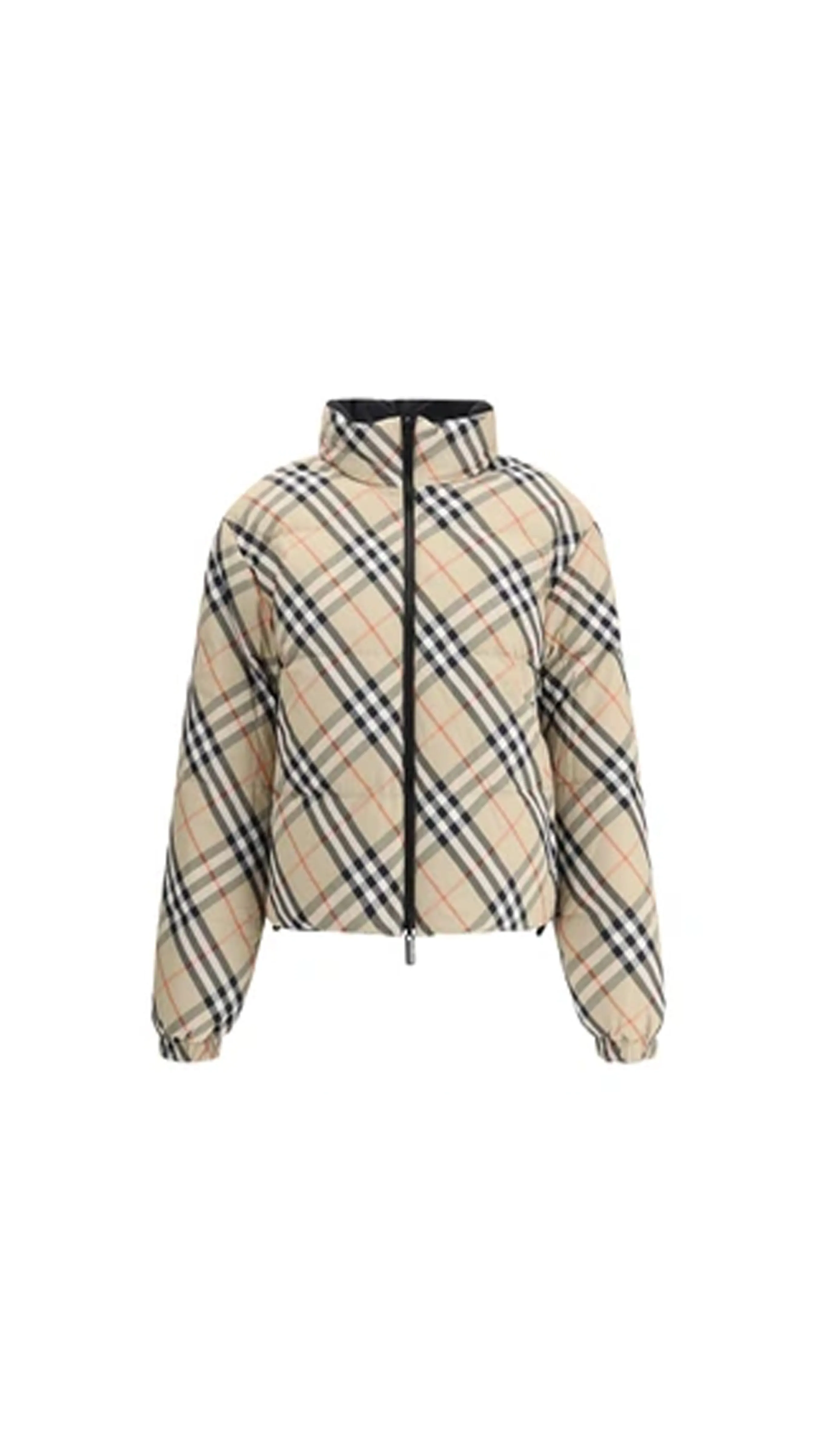 Printed Nylon Reversible Down Jacket - Beige
