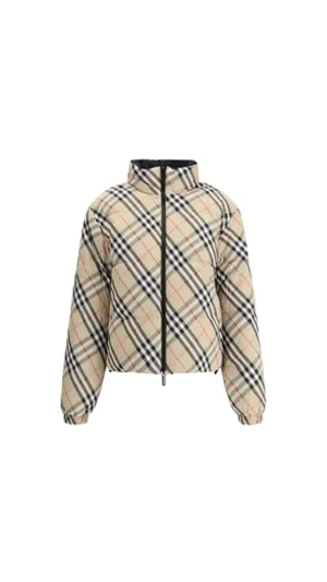 Printed Nylon Reversible Down Jacket - Beige