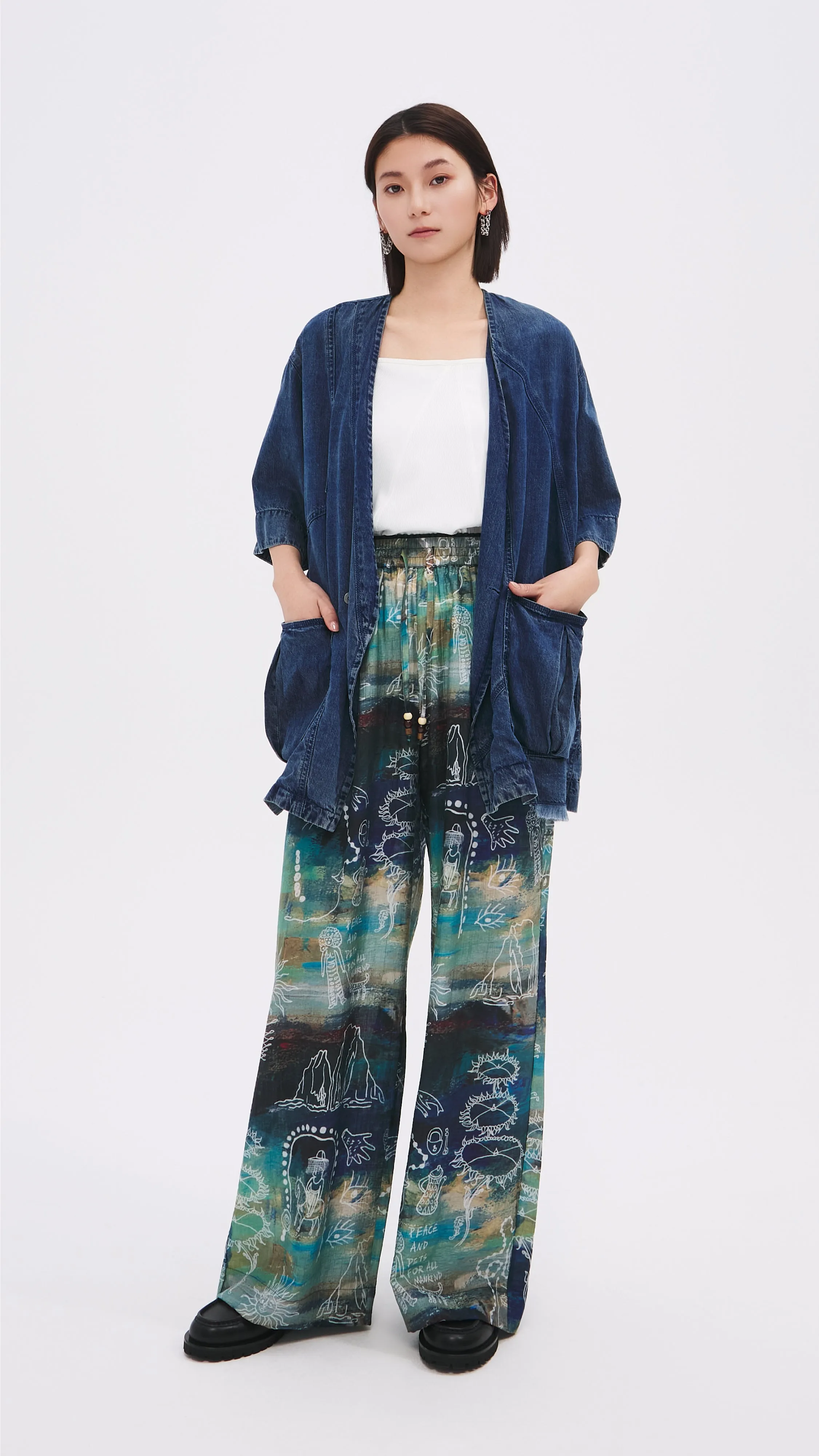 Rebuilt Denim Kimono Jacket