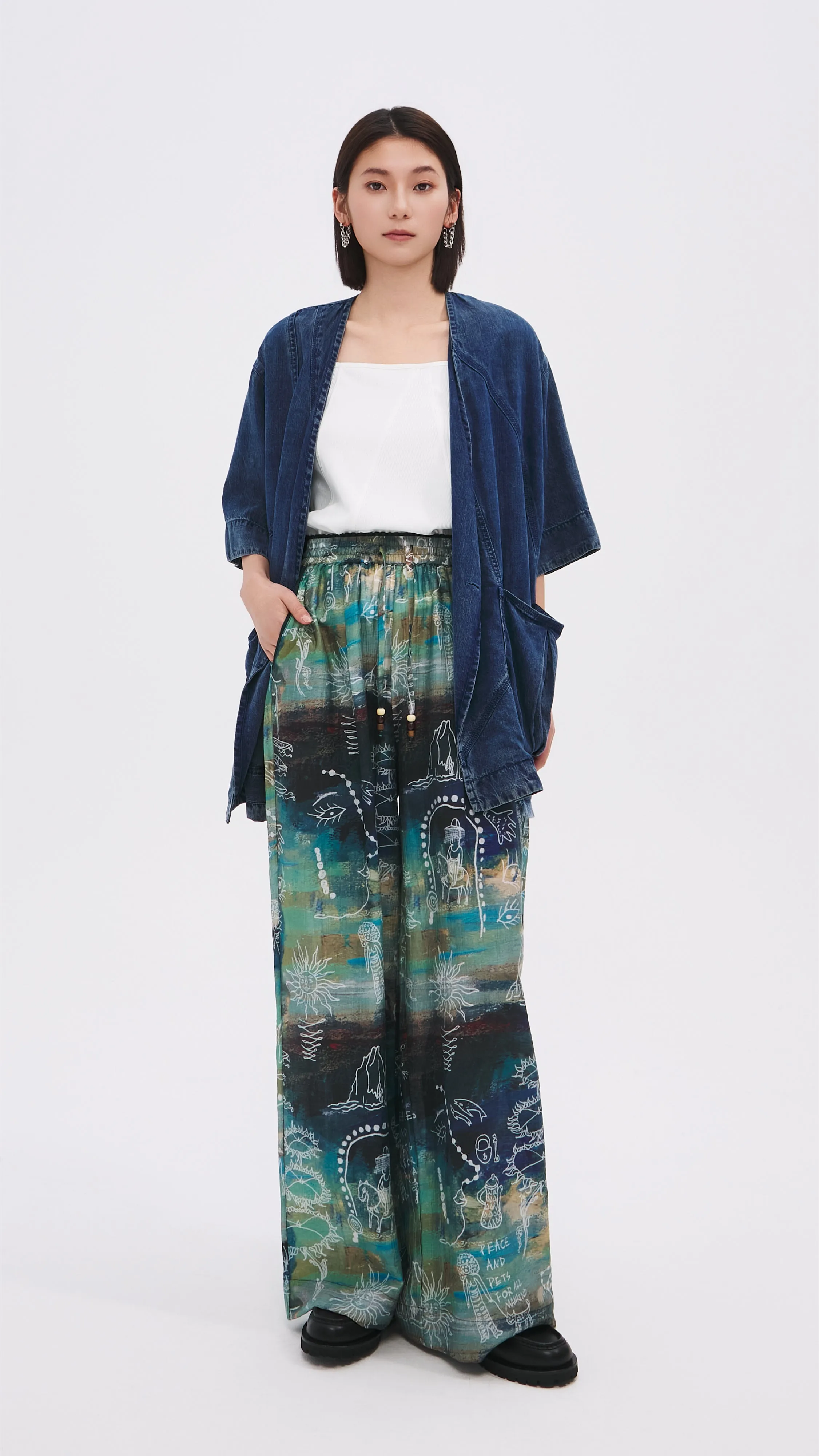 Rebuilt Denim Kimono Jacket