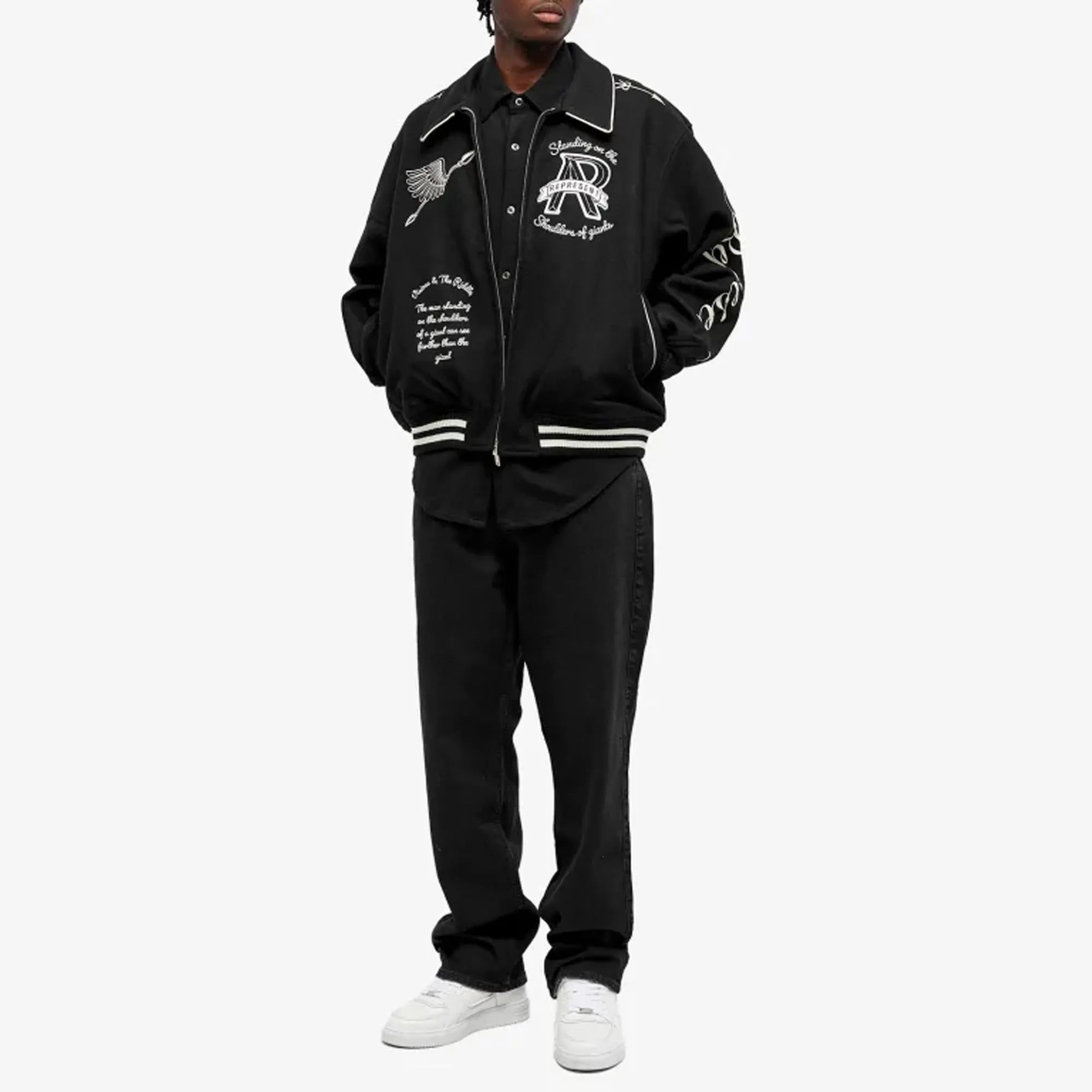 Represent | CHERUB WOOL VARSITY JACKET  { JET BLACK