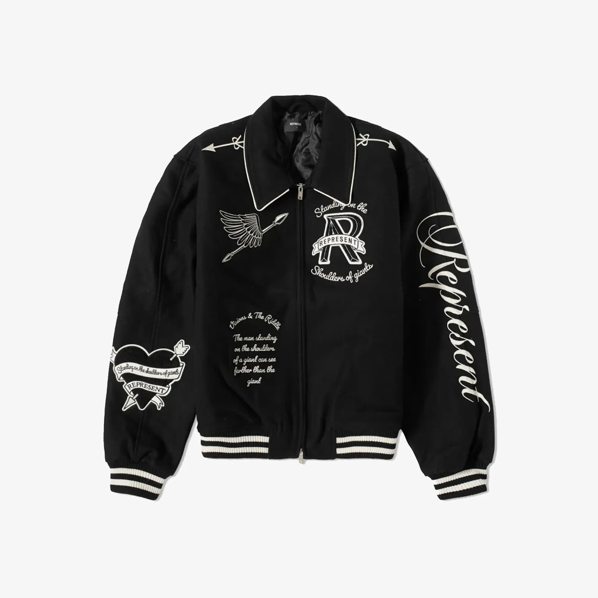 Represent | CHERUB WOOL VARSITY JACKET  { JET BLACK