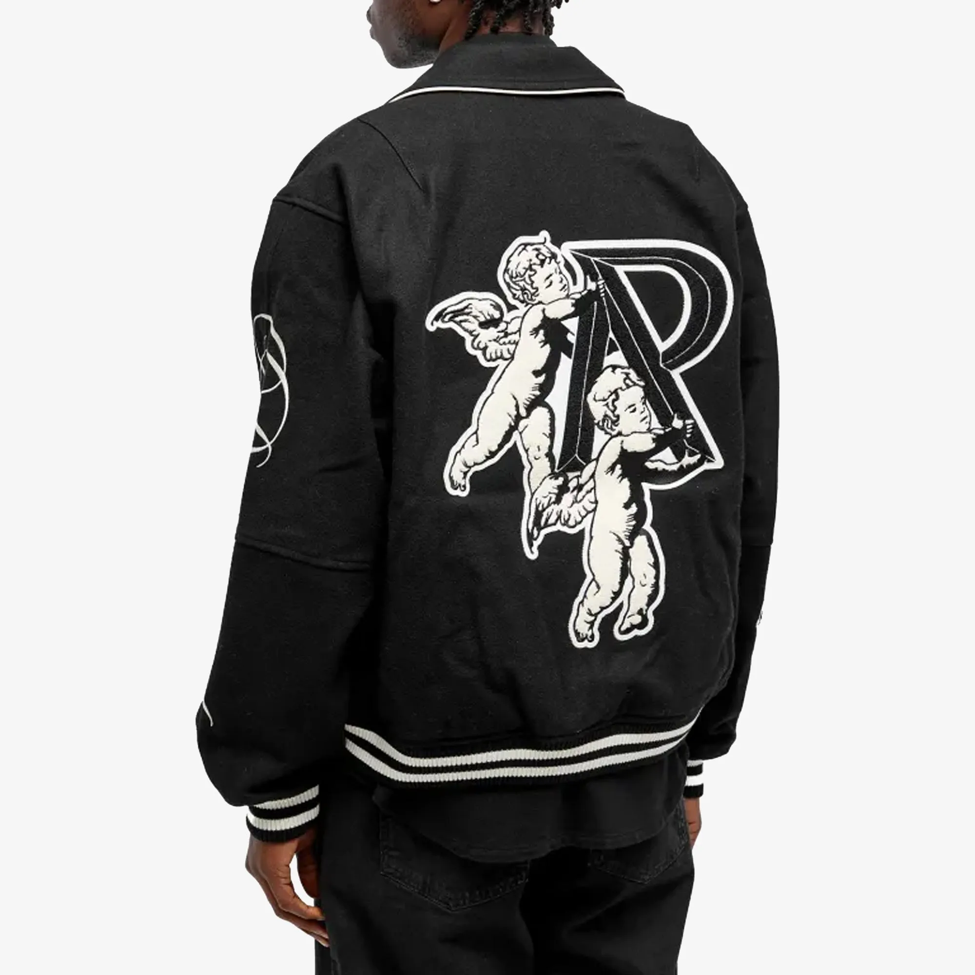 Represent | CHERUB WOOL VARSITY JACKET  { JET BLACK