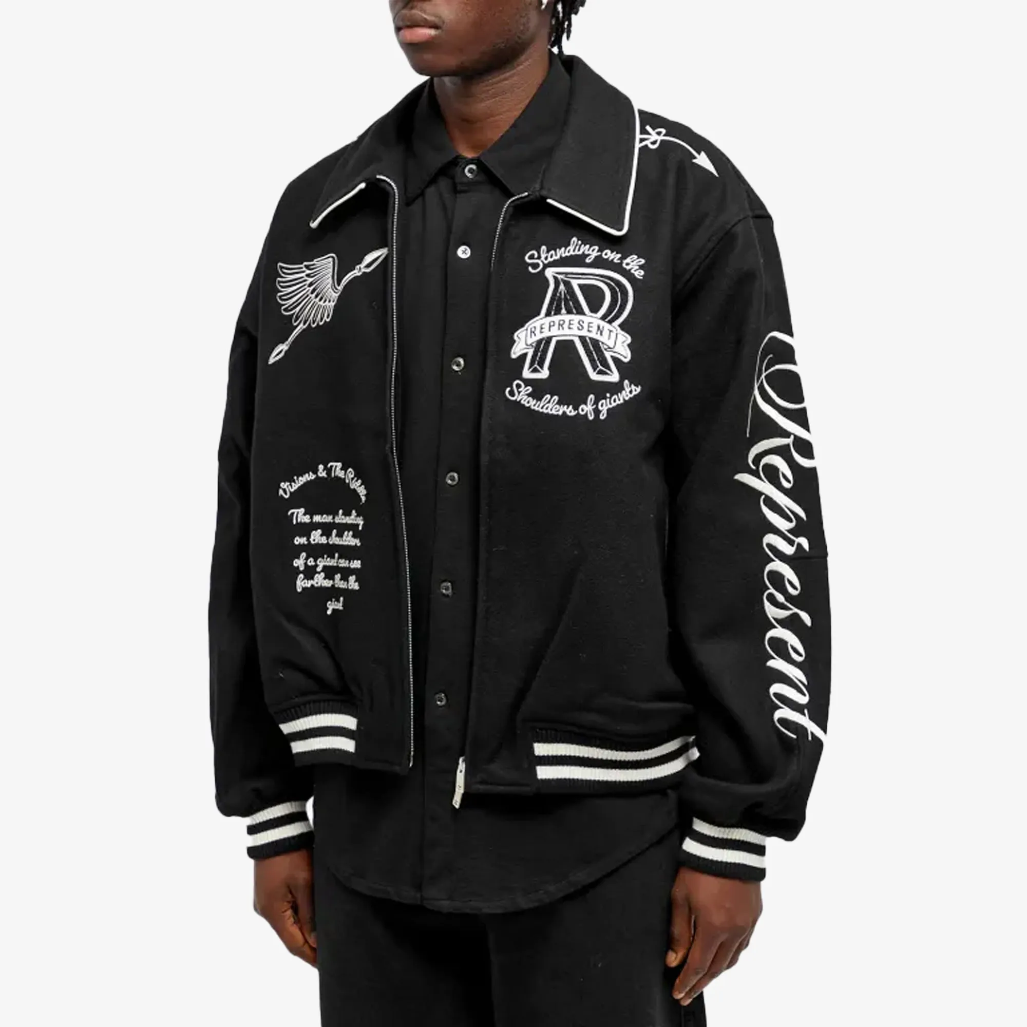 Represent | CHERUB WOOL VARSITY JACKET  { JET BLACK