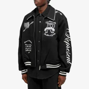 Represent | CHERUB WOOL VARSITY JACKET  { JET BLACK