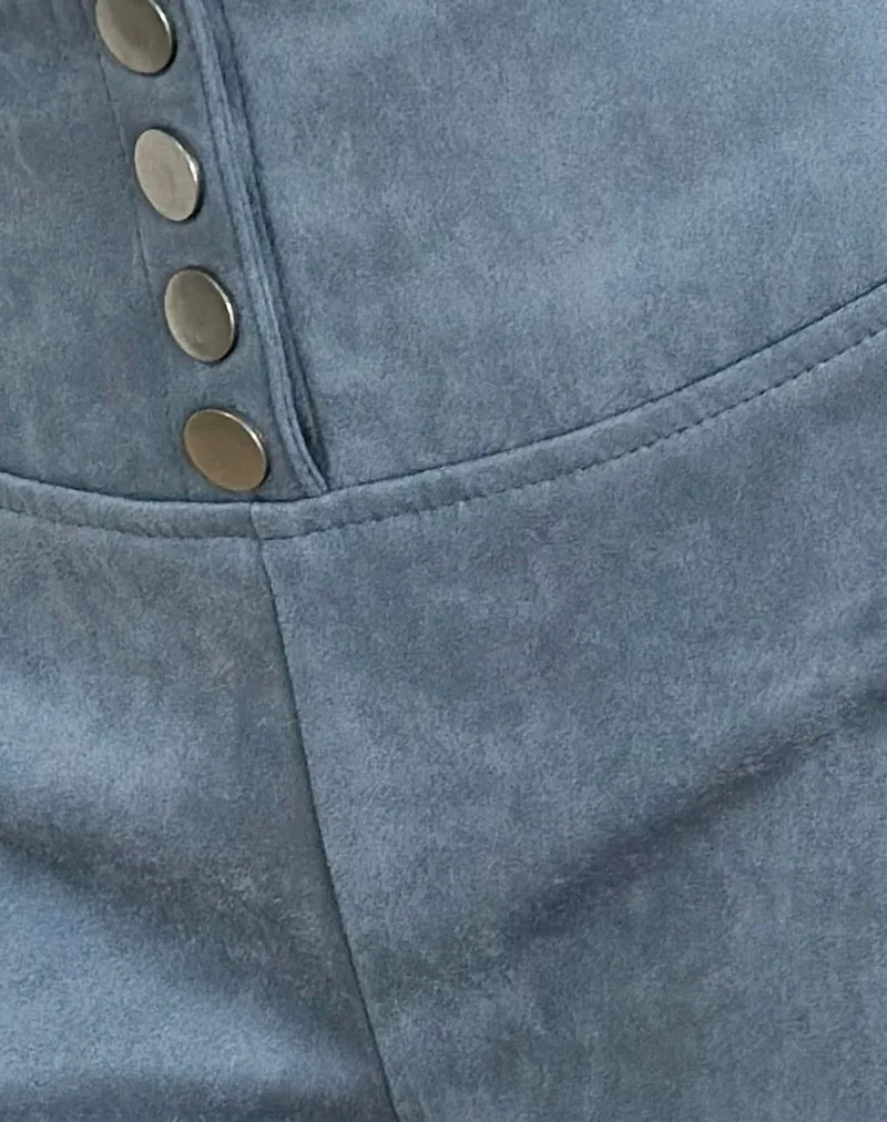 Samila Seamed Hotpant in Suede Dusty Blue