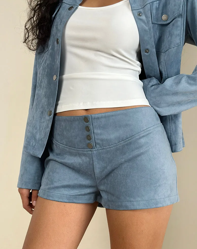 Samila Seamed Hotpant in Suede Dusty Blue