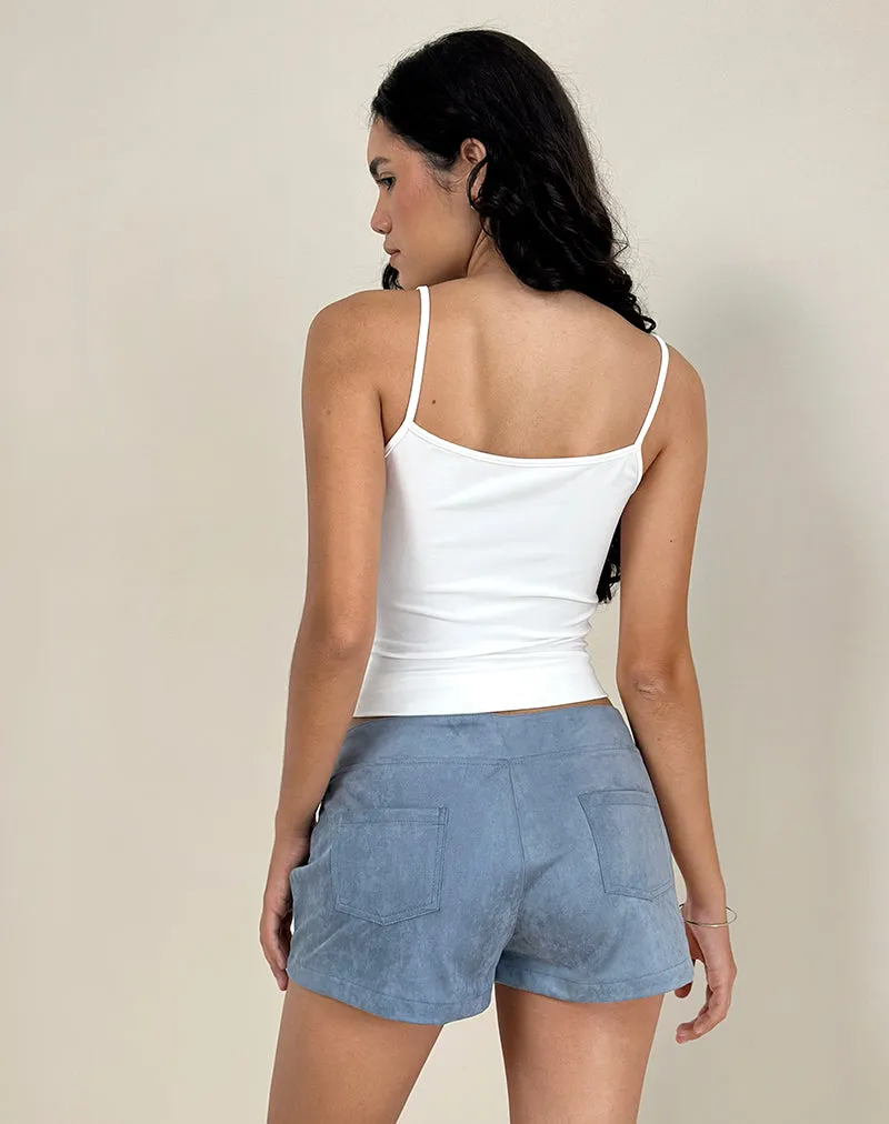 Samila Seamed Hotpant in Suede Dusty Blue