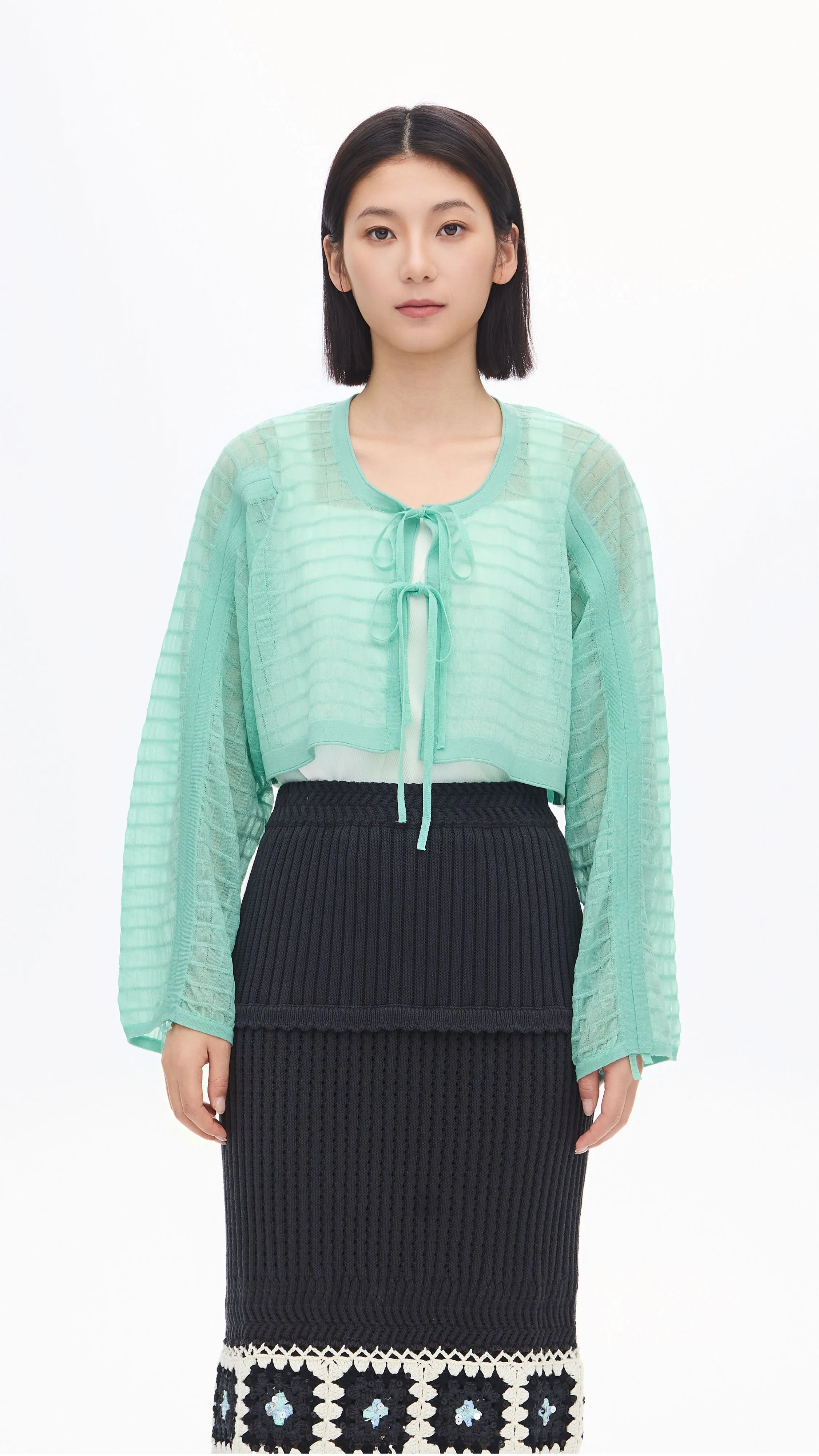 See-through Checker Cardigan