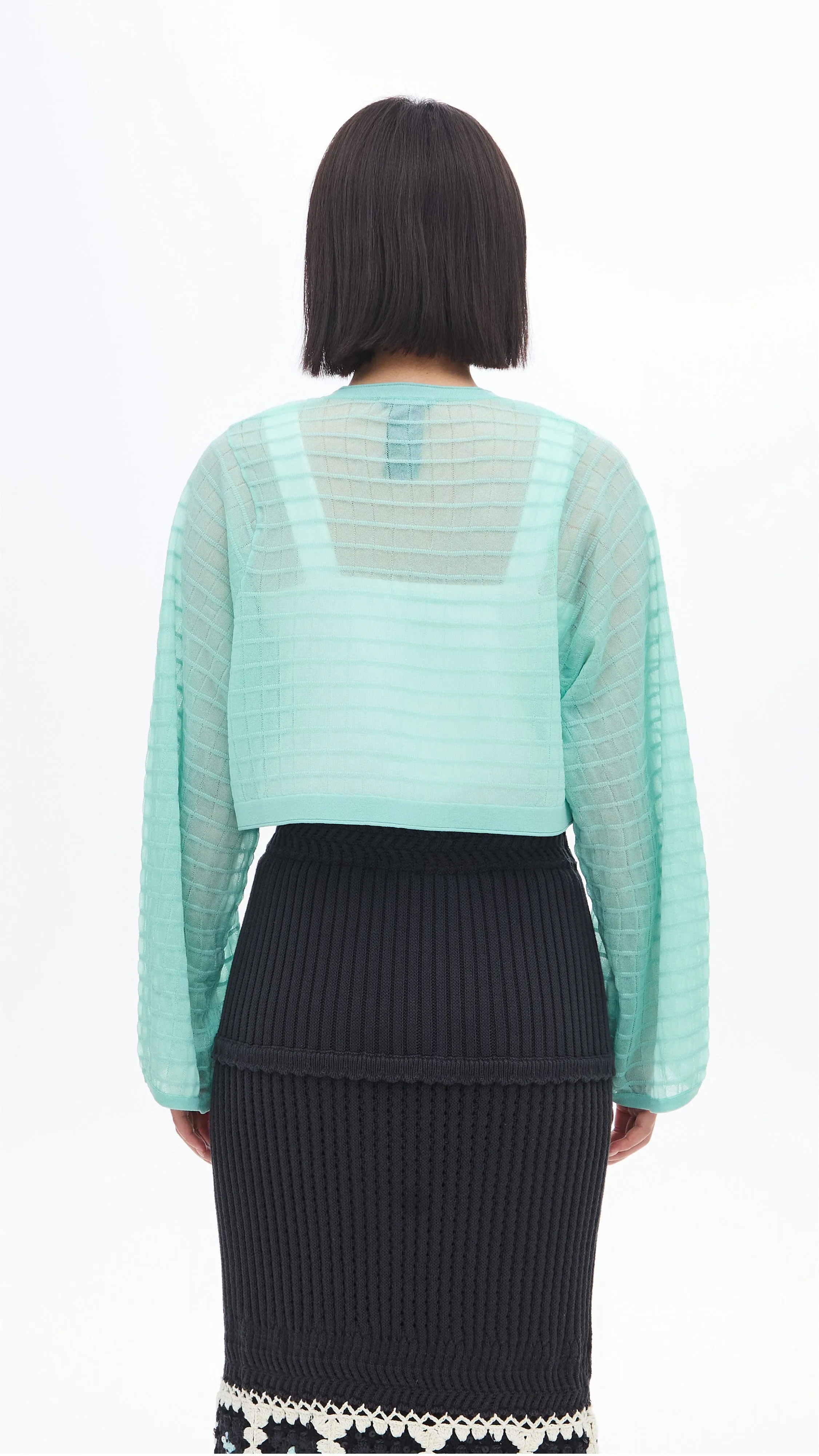 See-through Checker Cardigan
