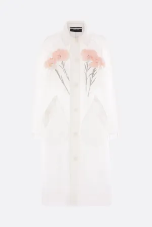 single-breasted coat in organza with flowers