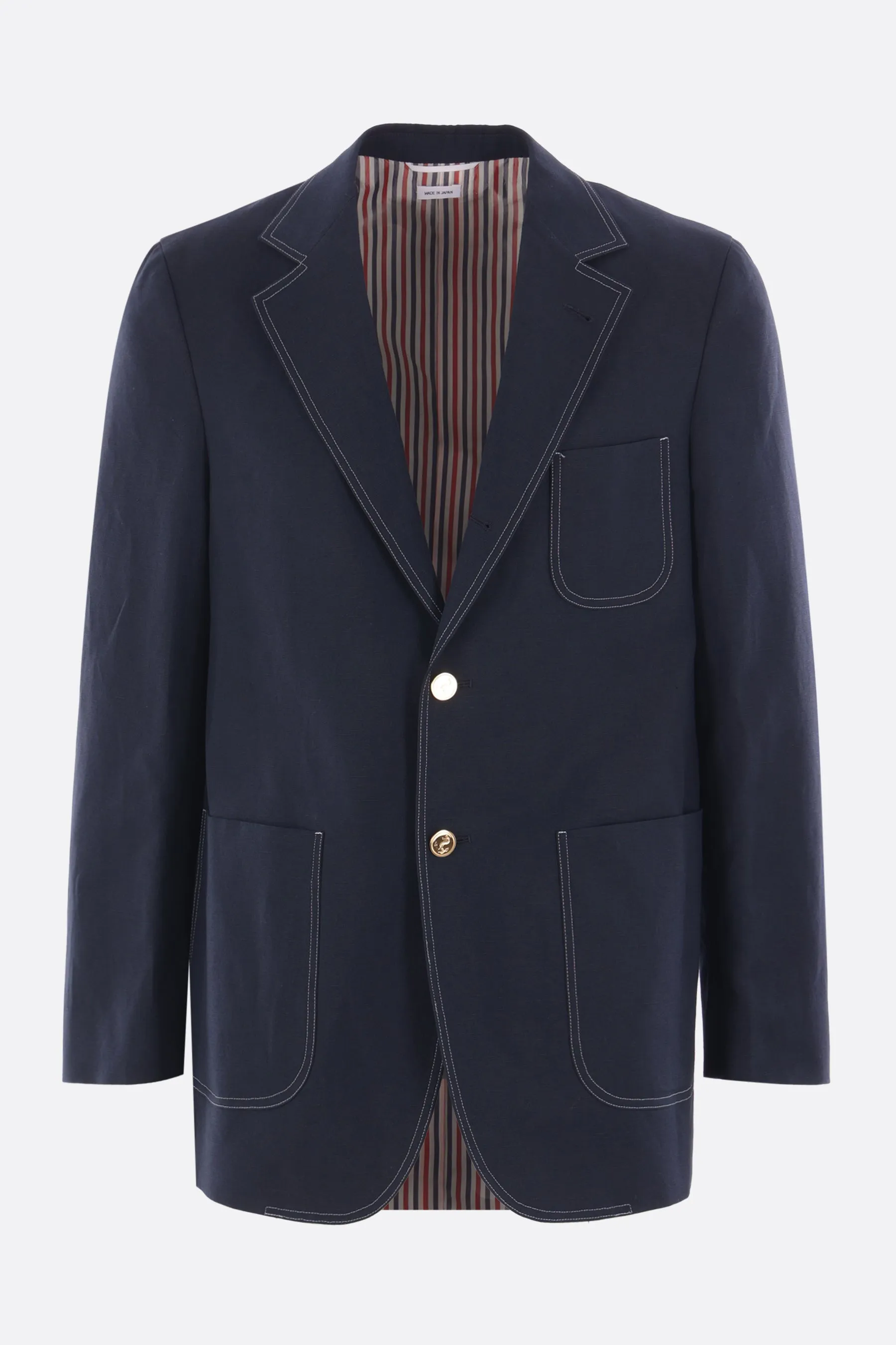 single-breasted jacket in cotton and linen
