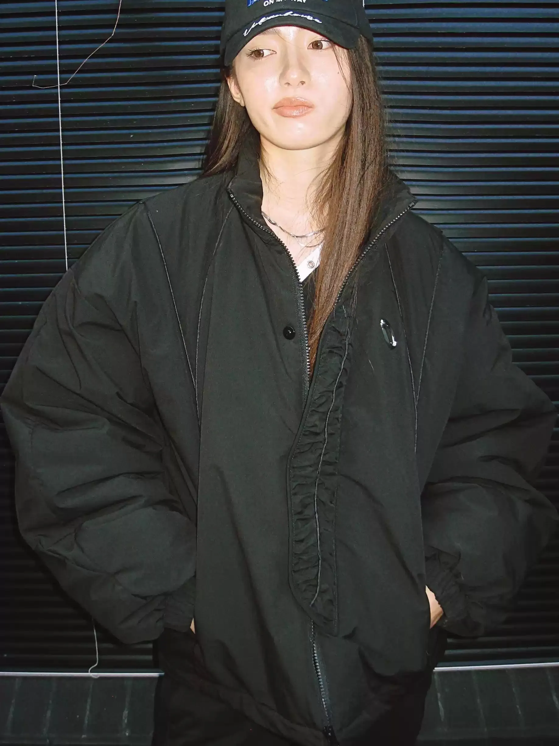 Slogan cotton padded jacket