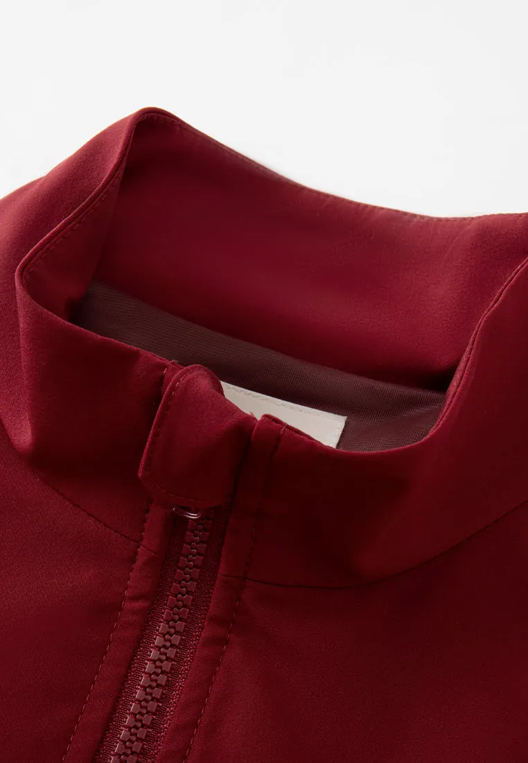Stand Collar Stripe-detail Ribbed Track Jacket