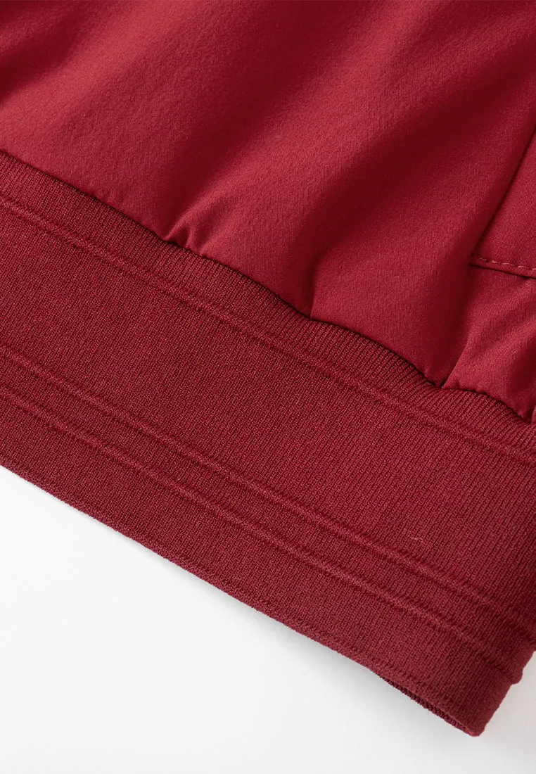 Stand Collar Stripe-detail Ribbed Track Jacket