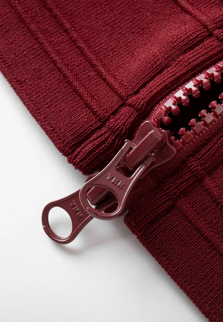 Stand Collar Stripe-detail Ribbed Track Jacket
