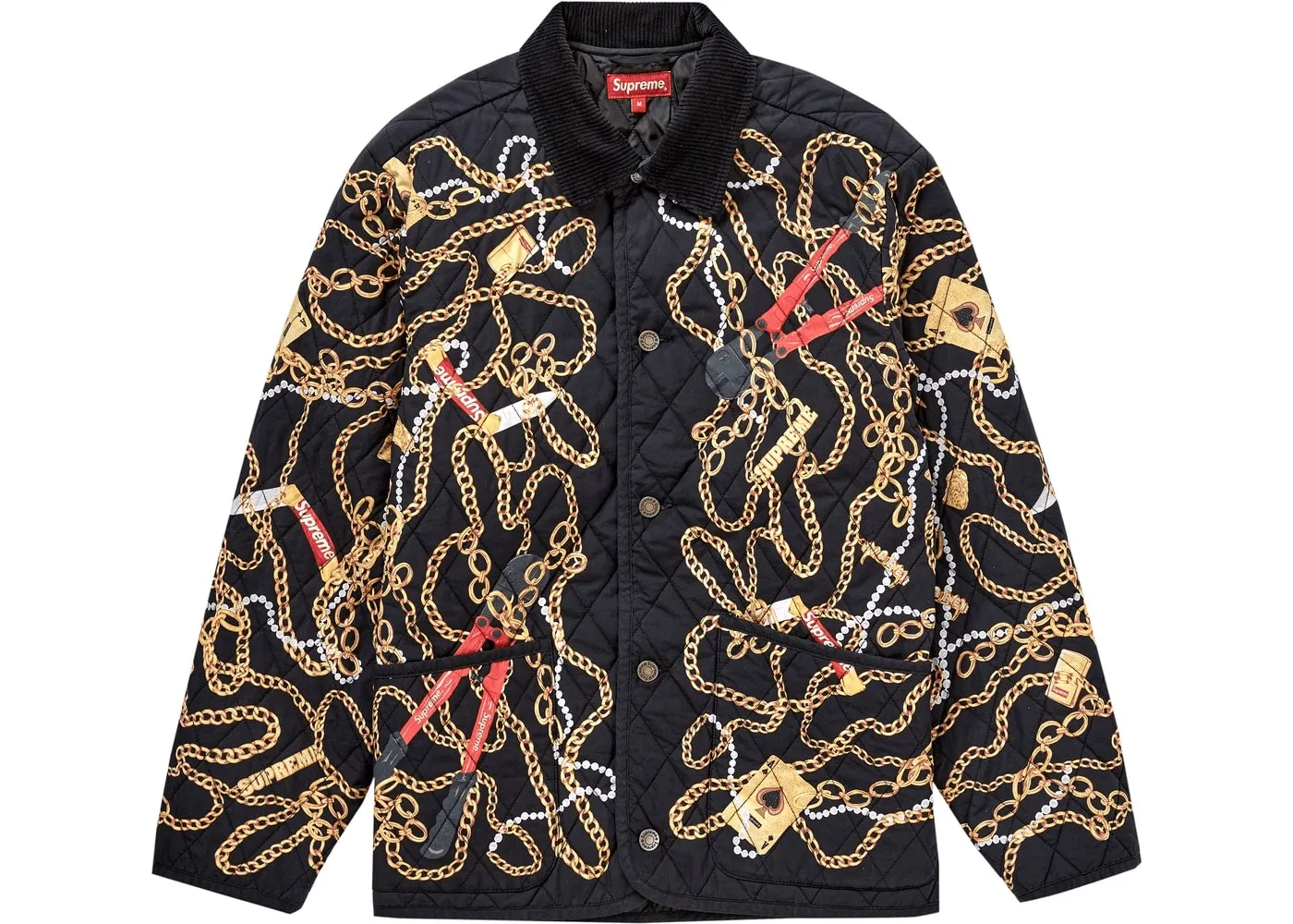 Supreme Chains Quilted Jacket Black