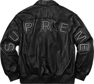 Supreme Studded Arc Logo Leather Jacket Black