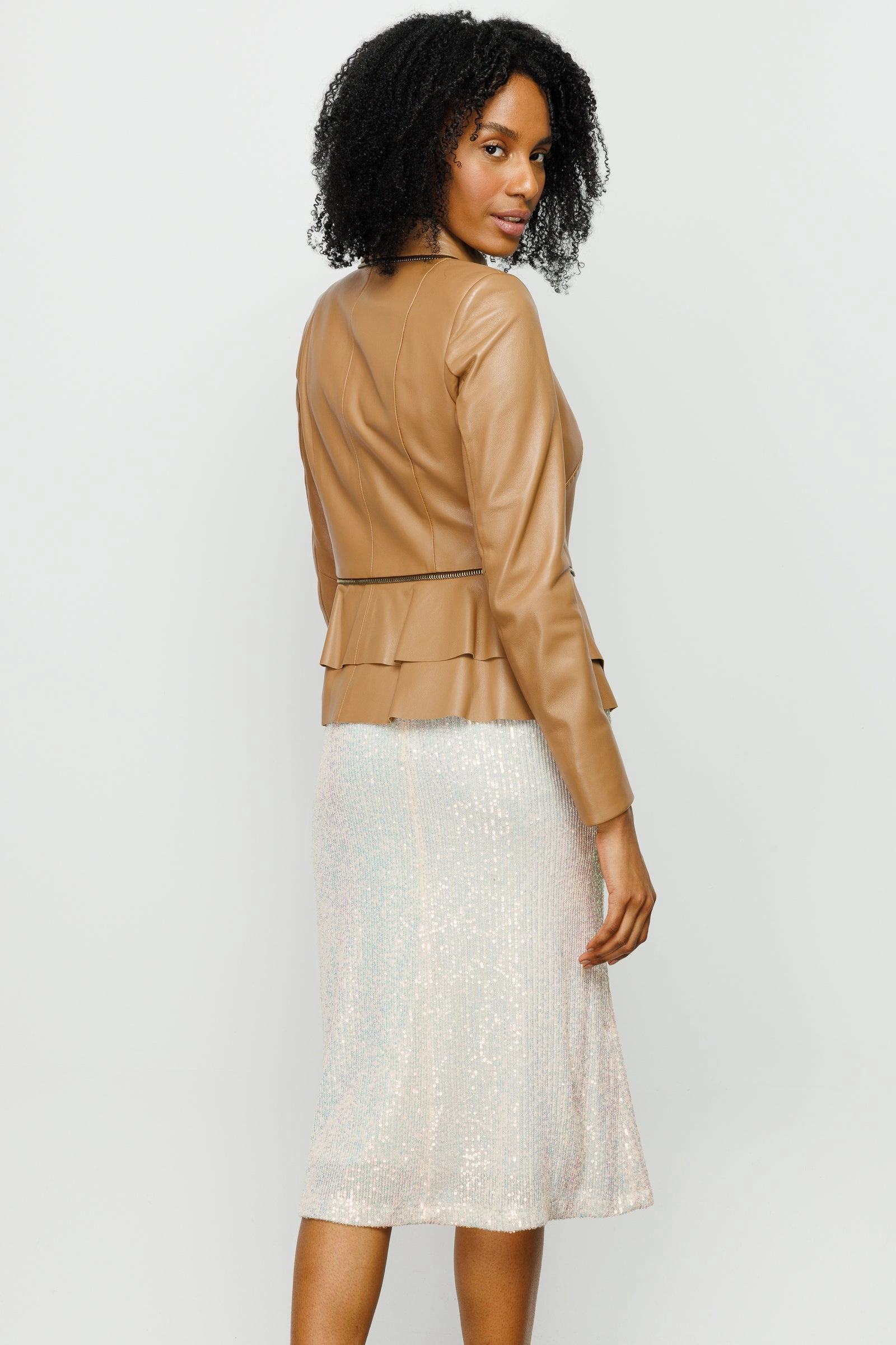 The Olmetti Tan Leather Women Jacket