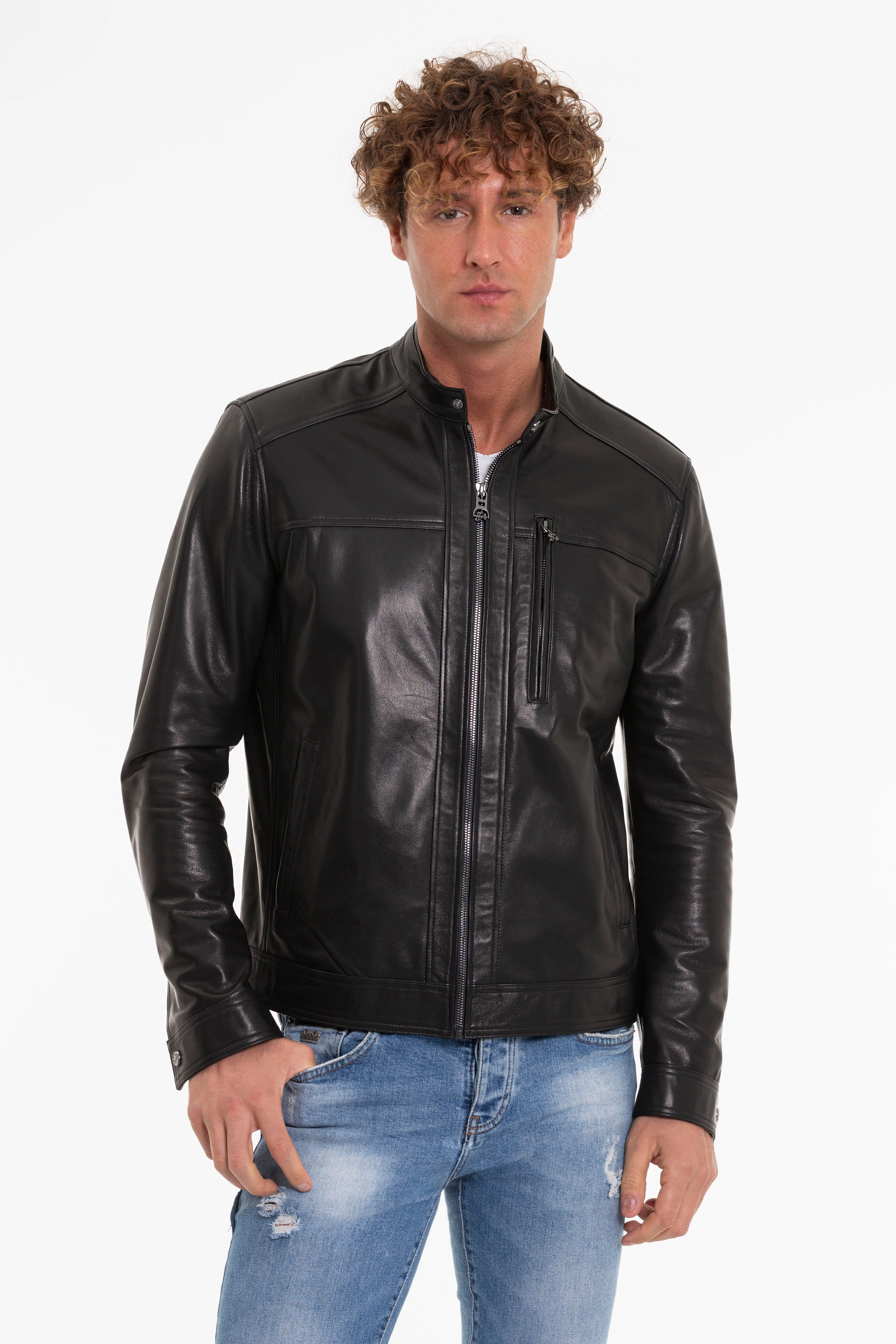 The Poleo Black Leather Men Jacket