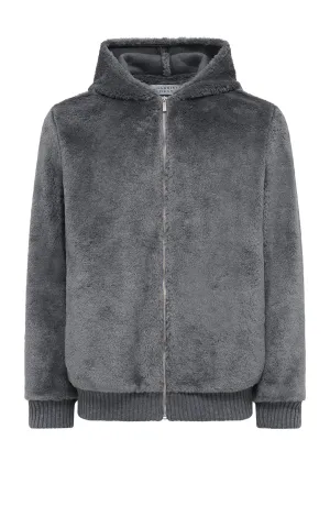 Tom Hoody Jacket in Dark Grey Virgin Wool Silk Cashmere Fur
