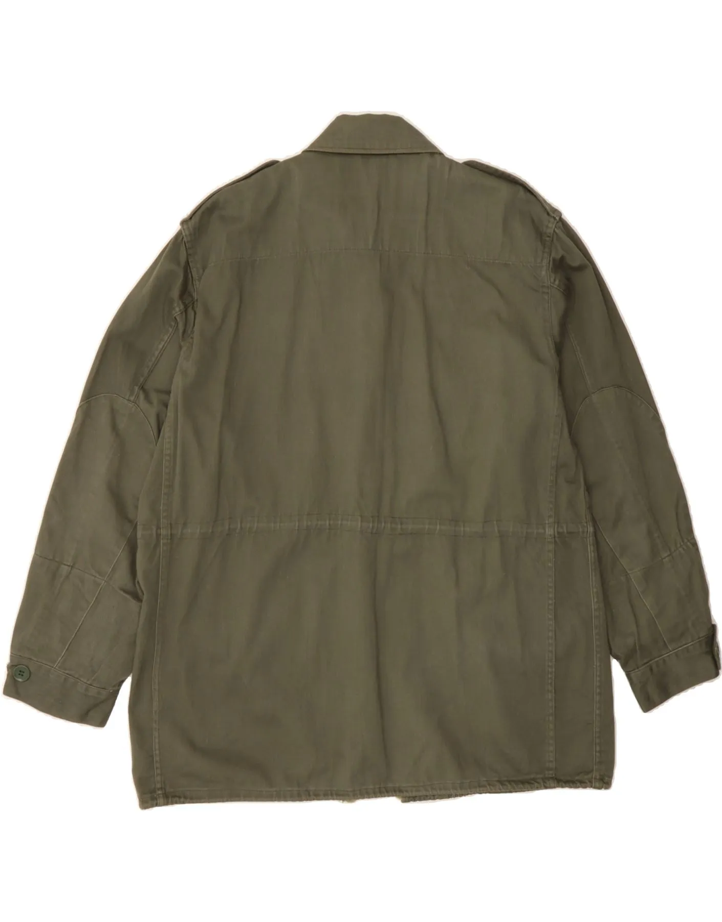 VINTAGE Mens Military Jacket UK 44 2XL Khaki Cotton
