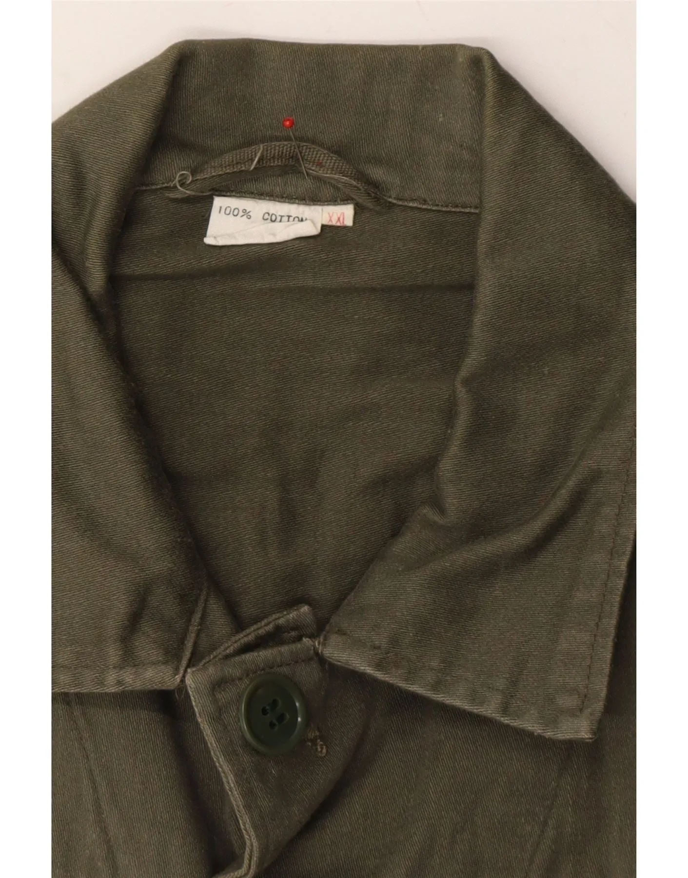 VINTAGE Mens Military Jacket UK 44 2XL Khaki Cotton