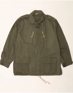 VINTAGE Mens Military Jacket UK 44 2XL Khaki Cotton