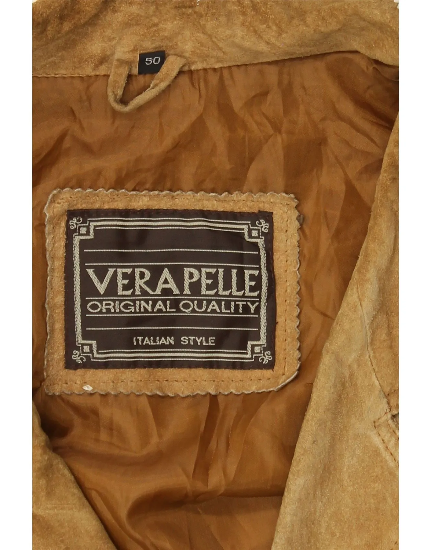 VINTAGE Mens Suede Jacket IT 50 Large Brown Leather