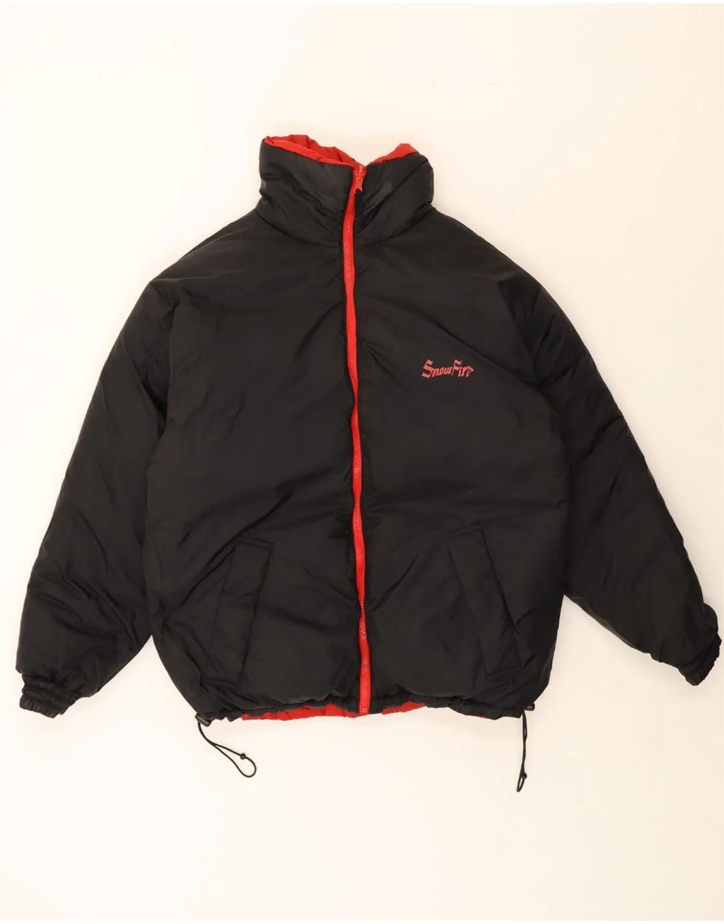 VINTAGE Womens Graphic Padded Jacket UK 14 Large Red Colourblock
