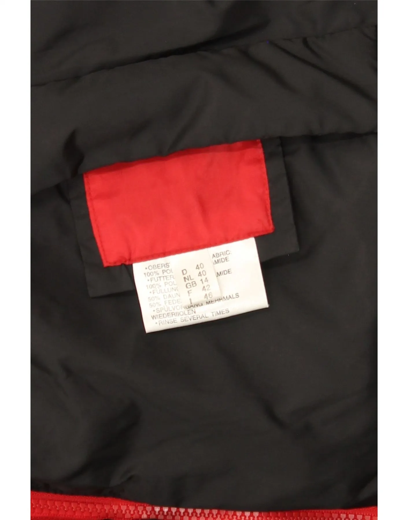 VINTAGE Womens Graphic Padded Jacket UK 14 Large Red Colourblock
