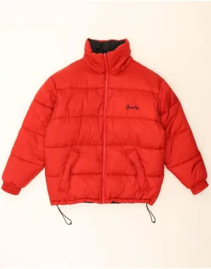 VINTAGE Womens Graphic Padded Jacket UK 14 Large Red Colourblock