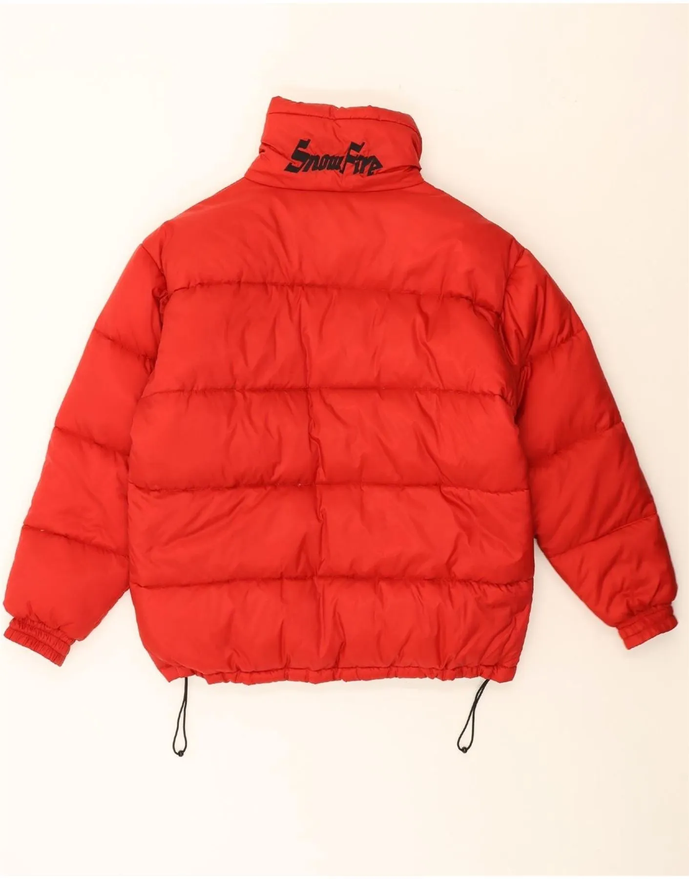 VINTAGE Womens Graphic Padded Jacket UK 14 Large Red Colourblock