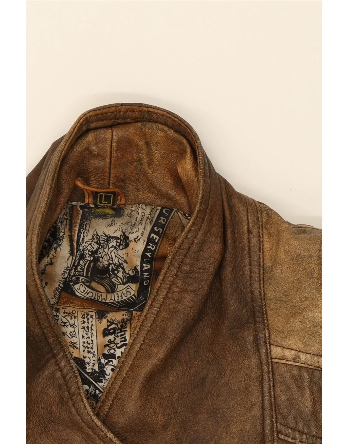 VINTAGE Womens Leather Jacket UK 14 Large Brown Leather
