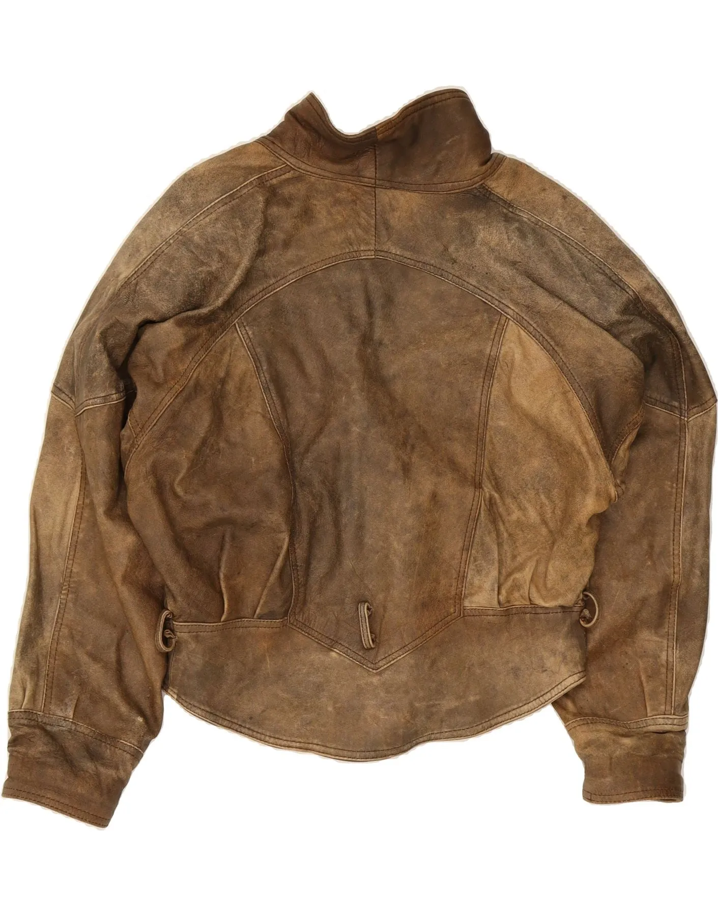 VINTAGE Womens Leather Jacket UK 14 Large Brown Leather