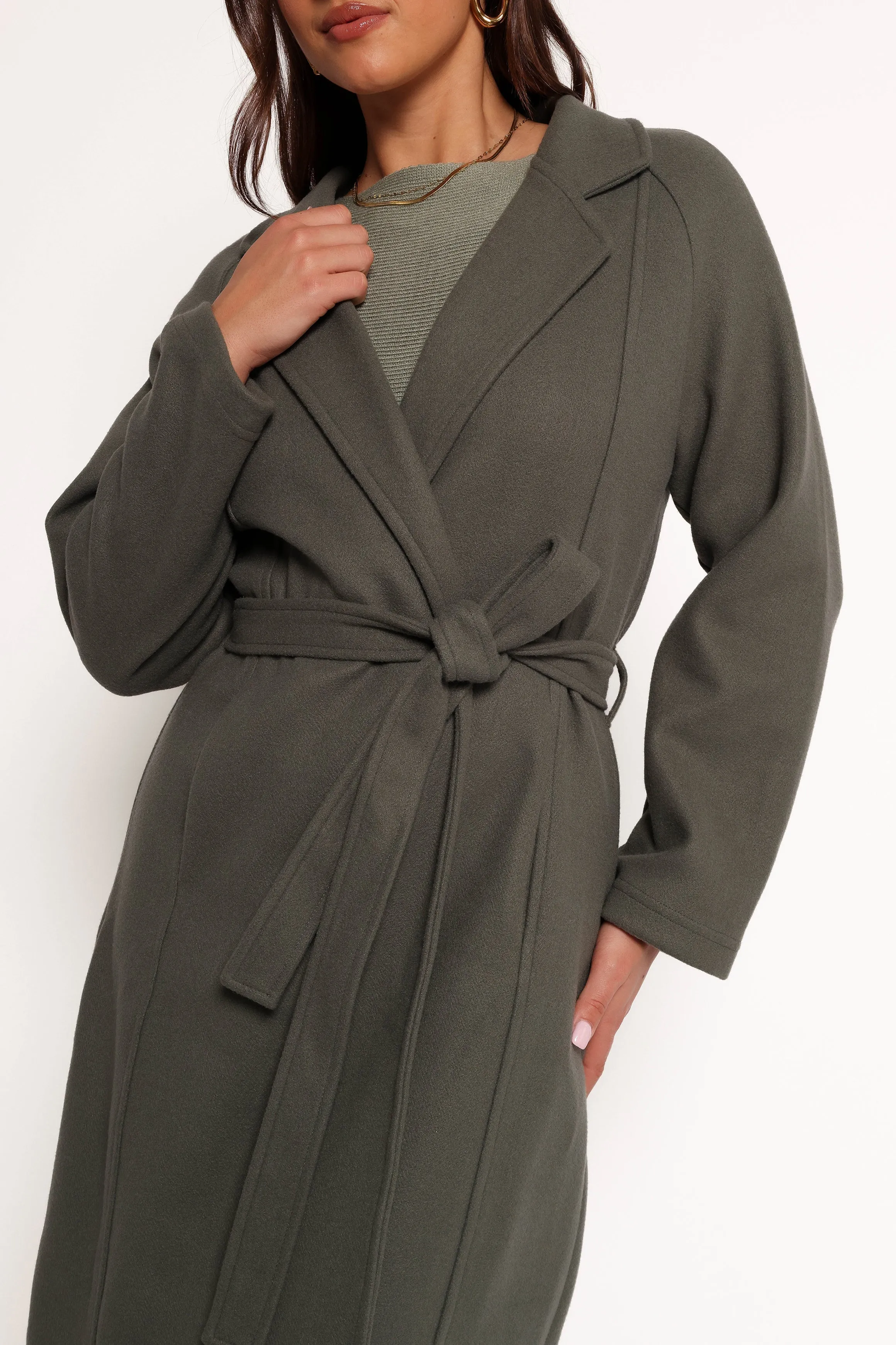 Violeta Tie Front Coat - Olive