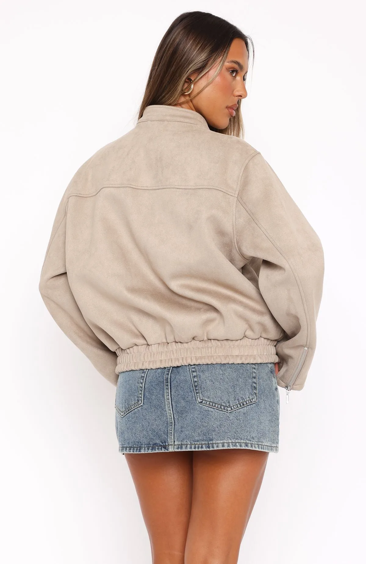 Watchin' Out Suede Bomber Jacket Sand