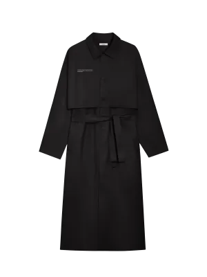 Womens Organic Cotton Trench Coat—black